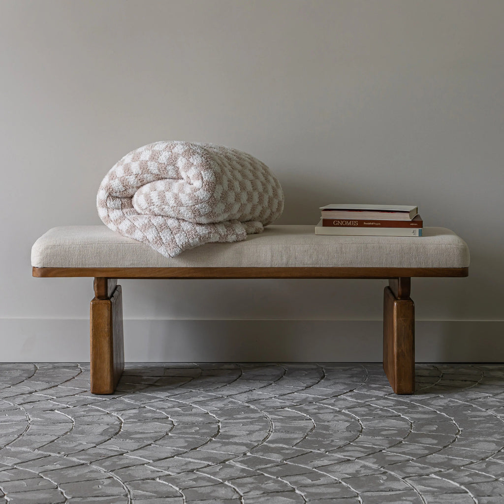 Blushing Beige Check Throw