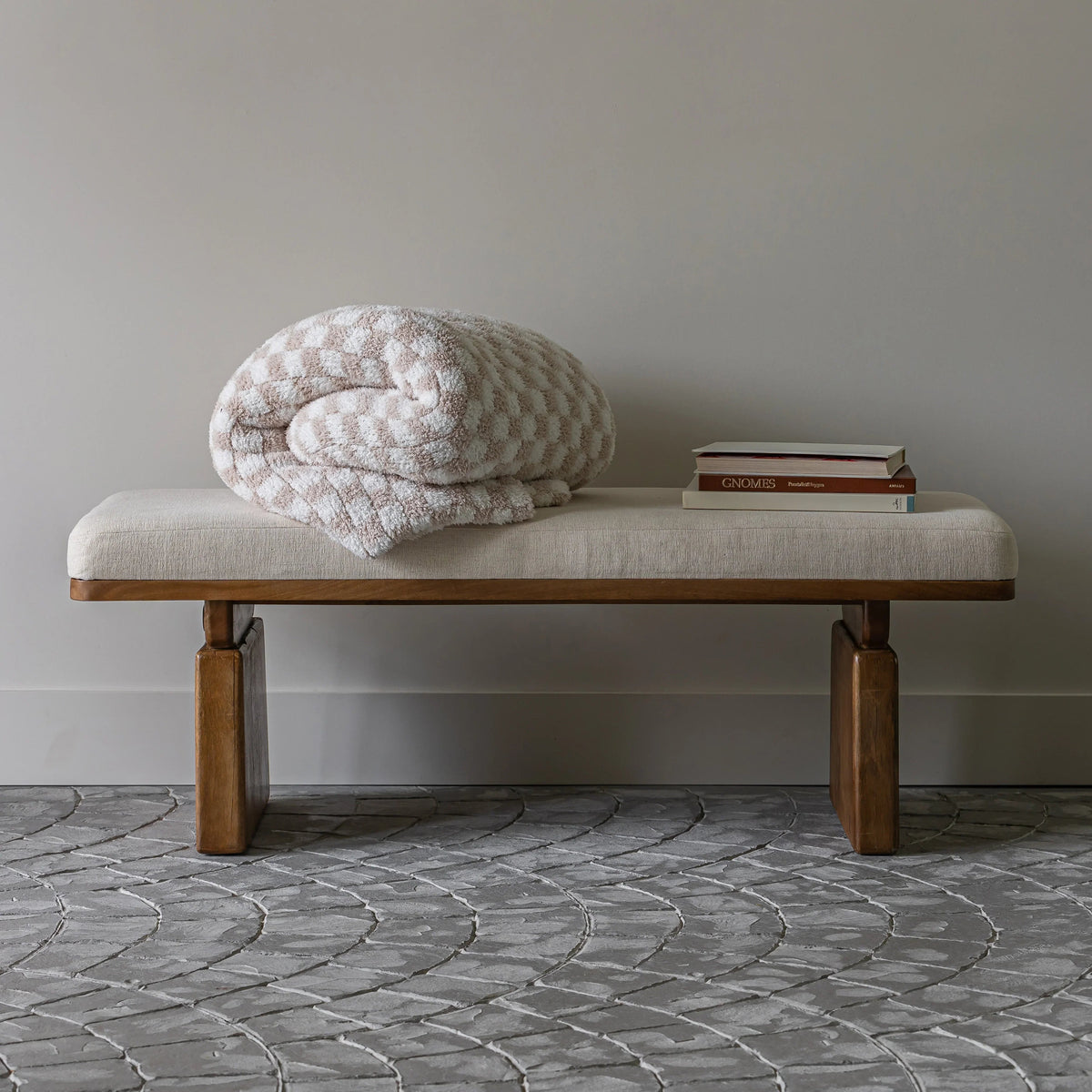 Blushing Beige Check Throw