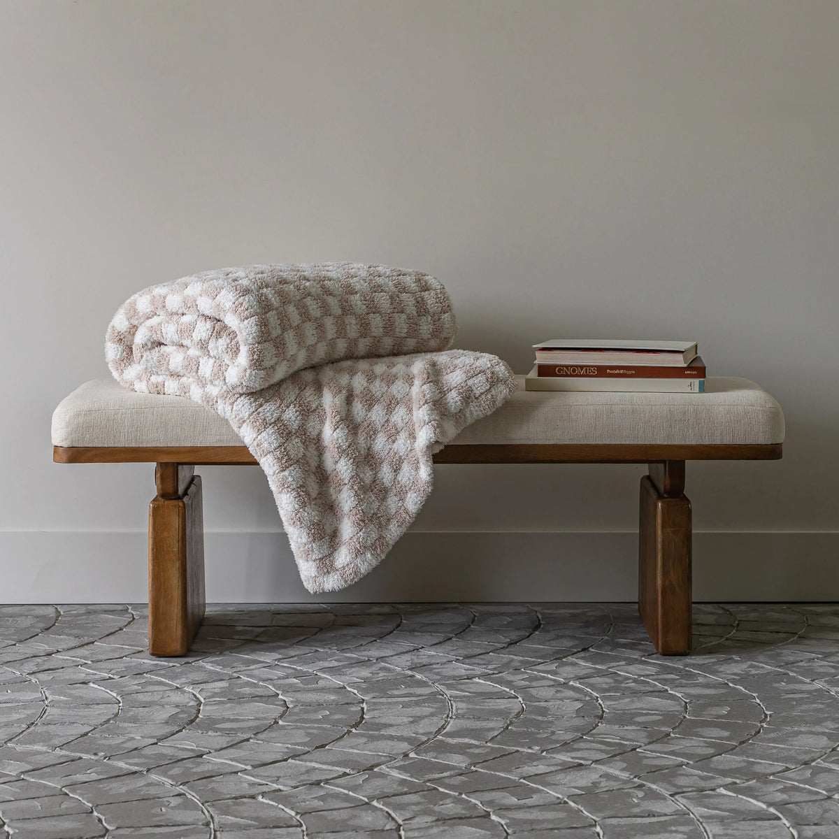 Blushing Beige Check Throw