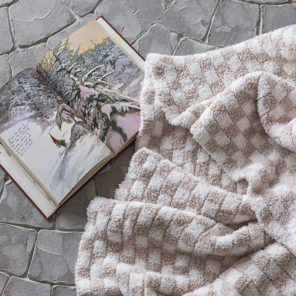 Blushing Beige Check Throw