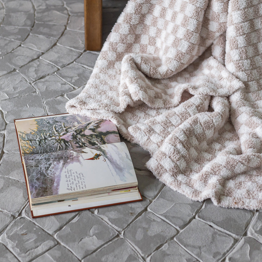 Blushing Beige Check Throw