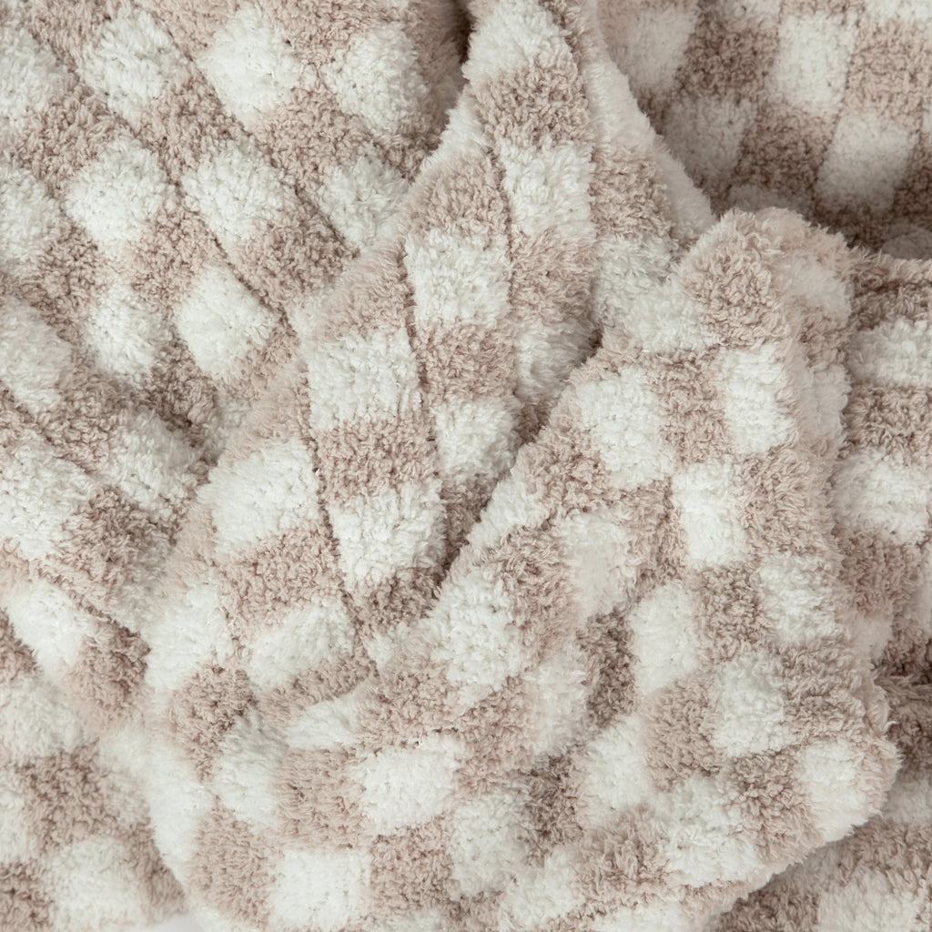 Blushing Beige Check Throw