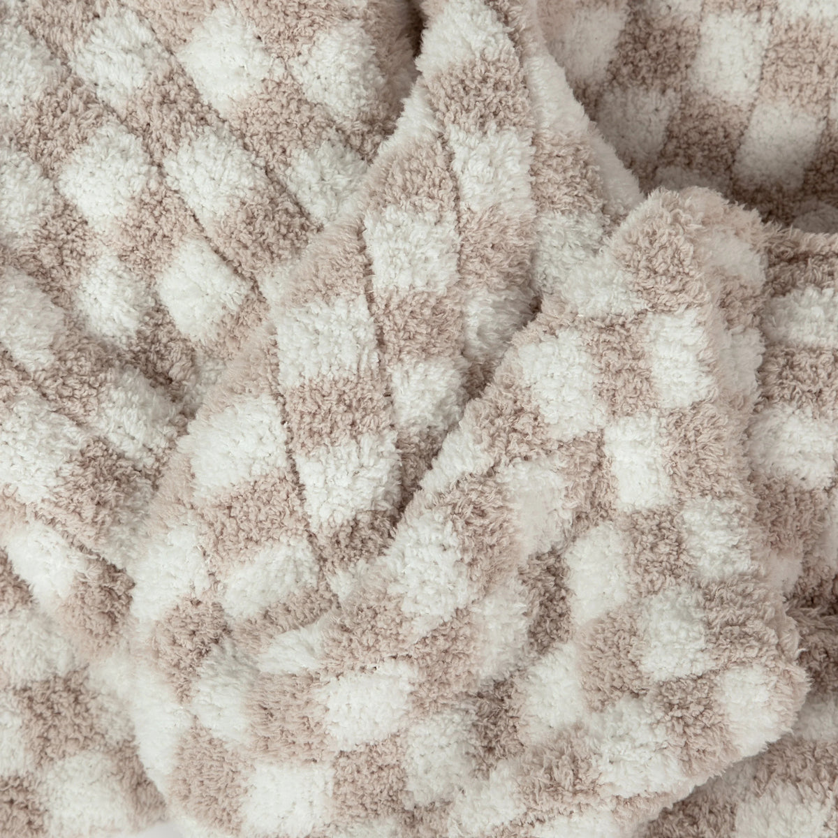Blushing Beige Check Throw