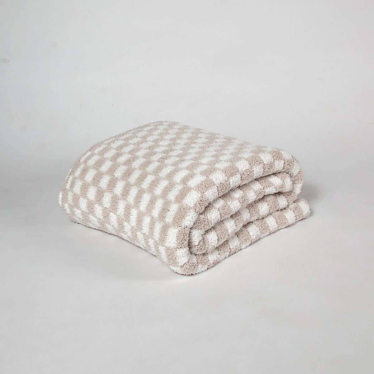 Blushing Beige Check Throw