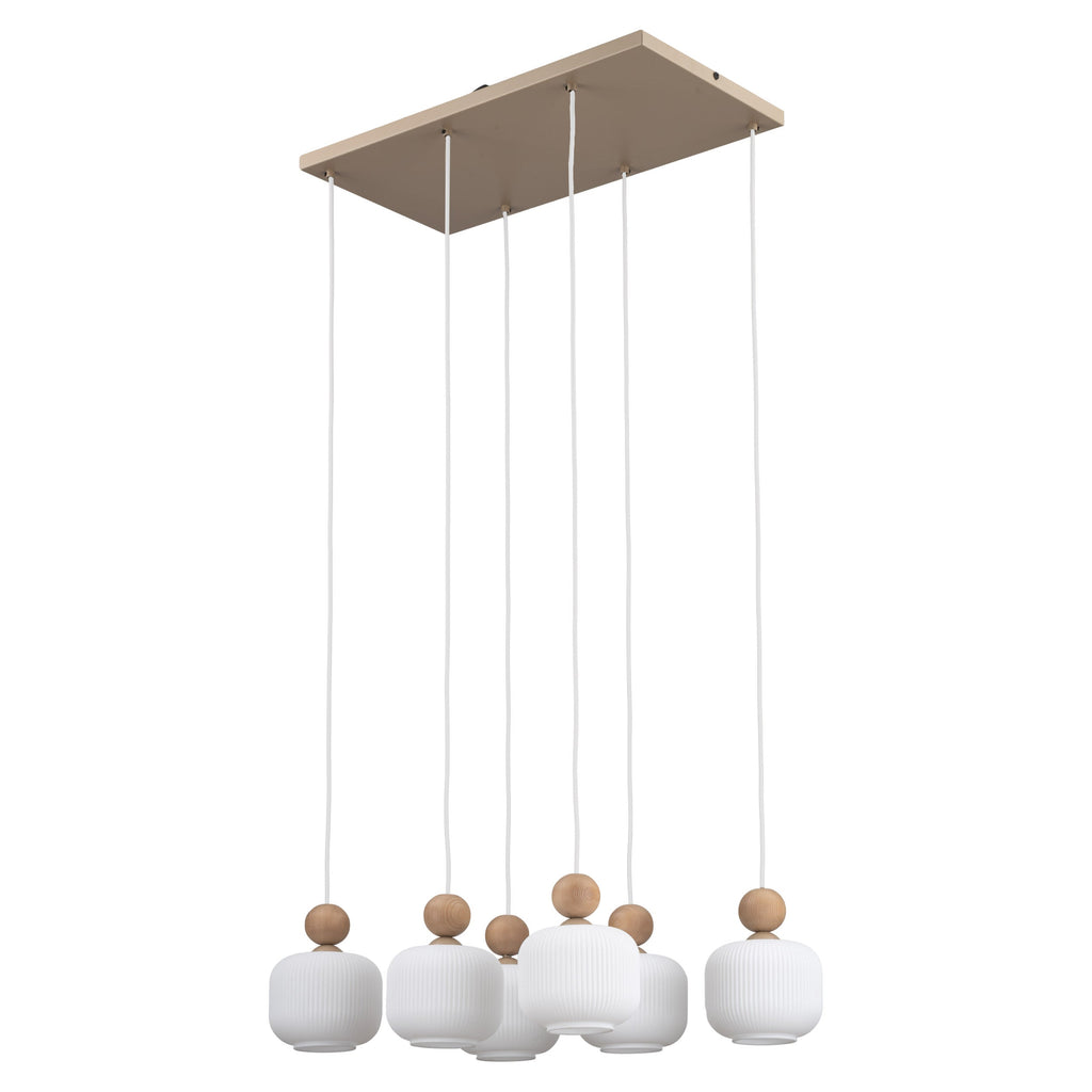 Ballo 6-Light Ribbed Glass Pendant