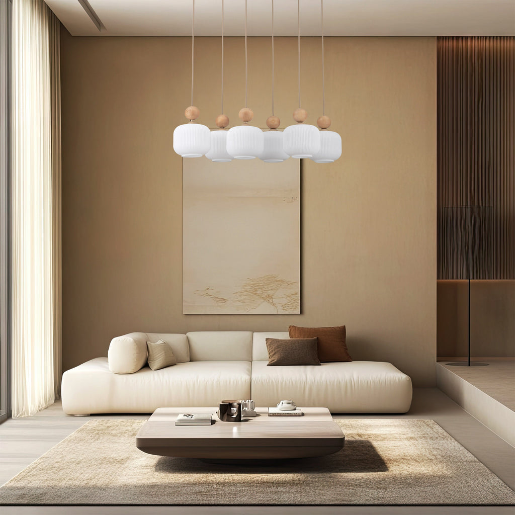 Ballo 6-Light Ribbed Glass Pendant