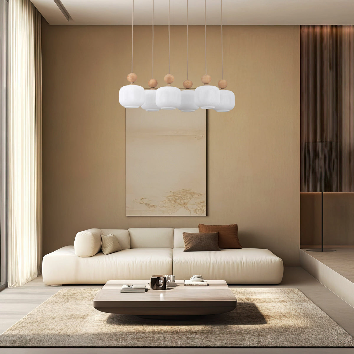 Ballo 6-Light Ribbed Glass Pendant