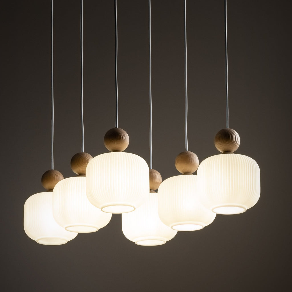Ballo 6-Light Ribbed Glass Pendant