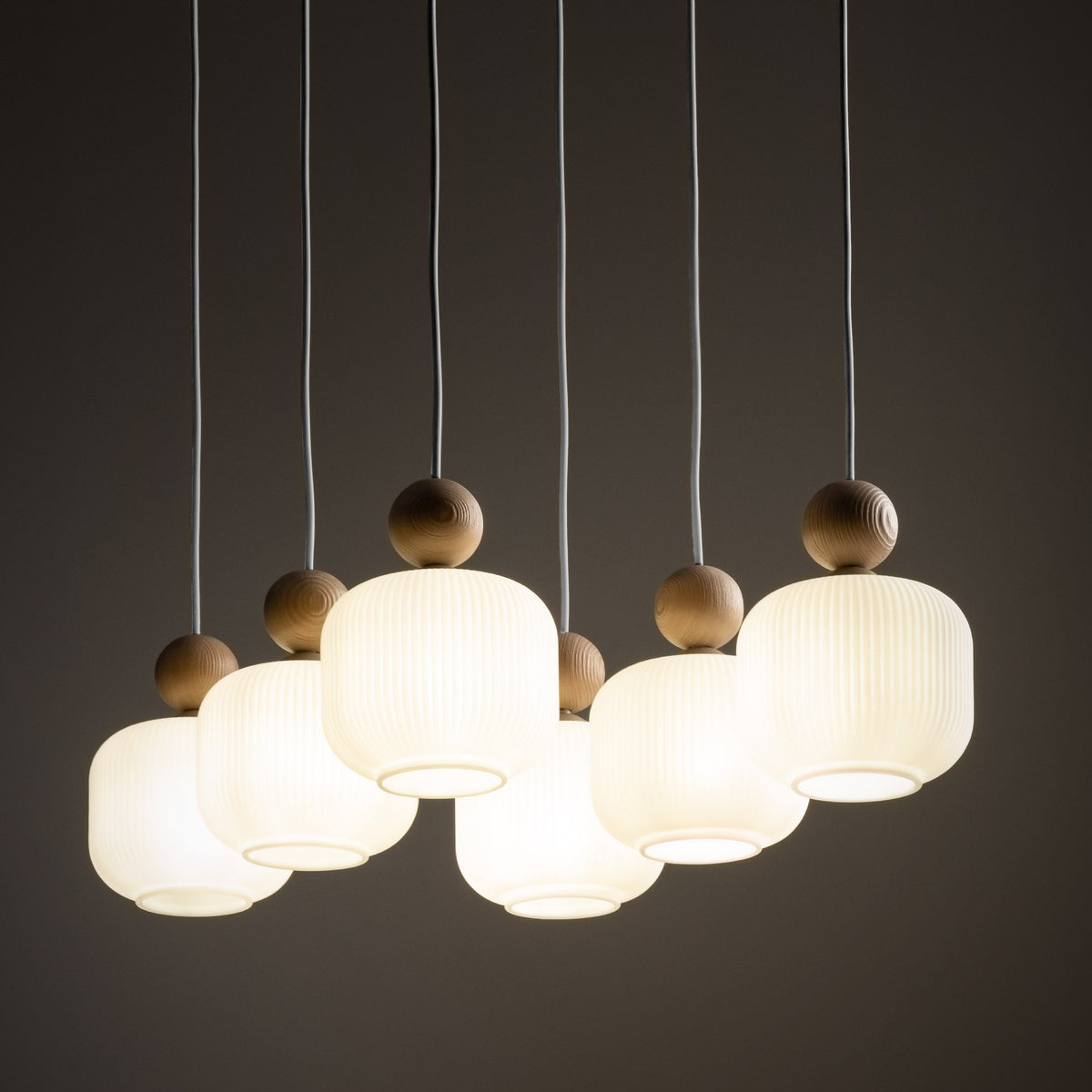 Ballo 6-Light Ribbed Glass Pendant