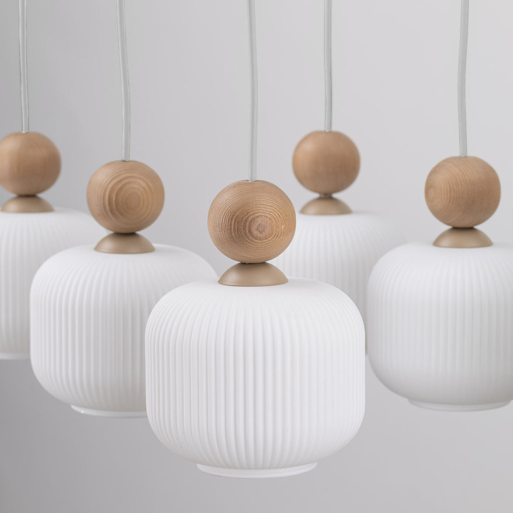 Ballo 6-Light Ribbed Glass Pendant
