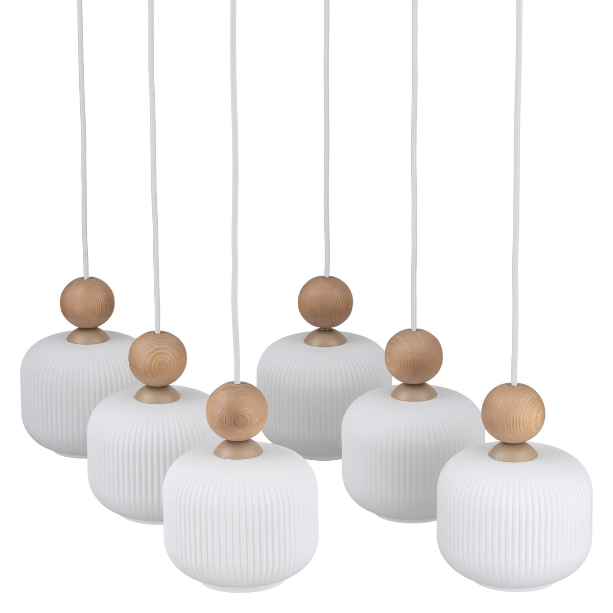 Ballo 6-Light Ribbed Glass Pendant