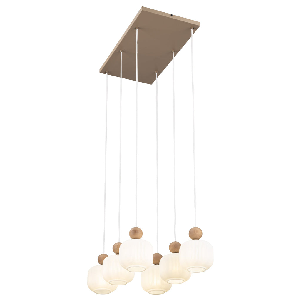 Ballo 6-Light Ribbed Glass Pendant
