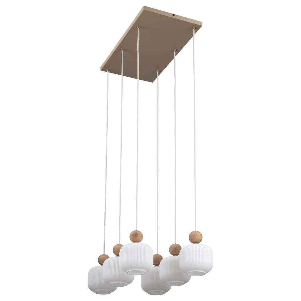 Ballo 6-Light Ribbed Glass Pendant