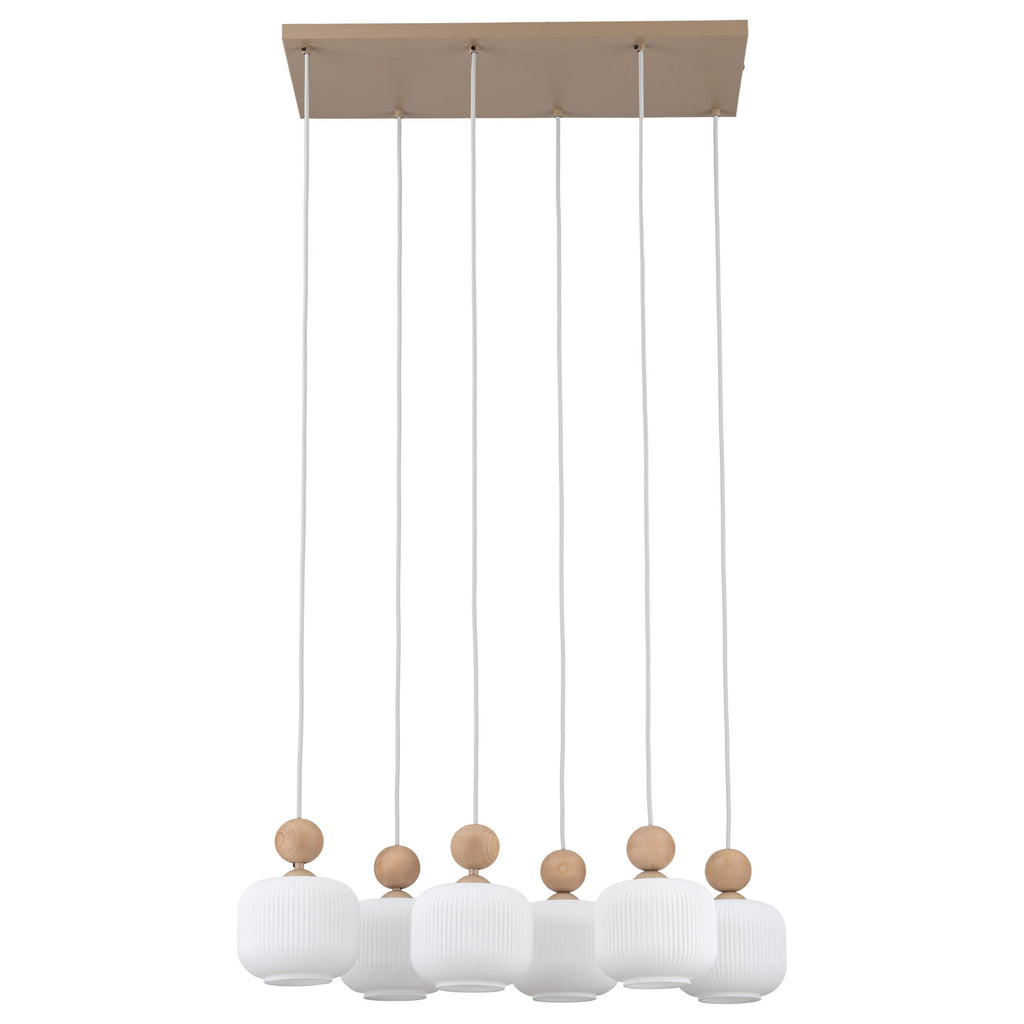 Ballo 6-Light Ribbed Glass Pendant
