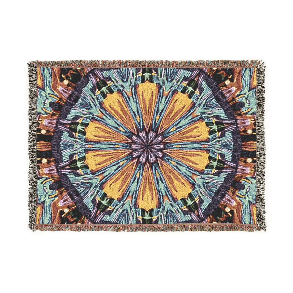 Kaleidoscope Mandala Woven Blanket — Boho Decorative Throw for Living Room & Gift