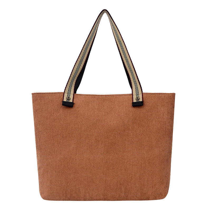 Women's Vintage Corduroy Shoulder Bag – Literary Style Casual Tote Purse