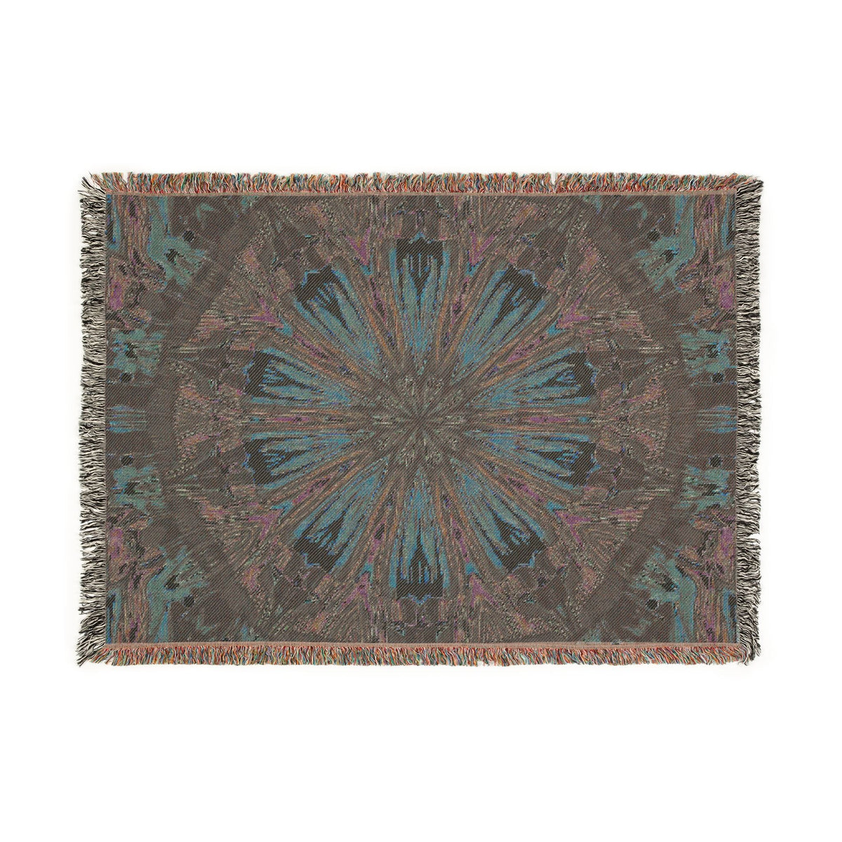 Kaleidoscope Mandala Woven Blanket — Boho Decorative Throw for Living Room & Gift