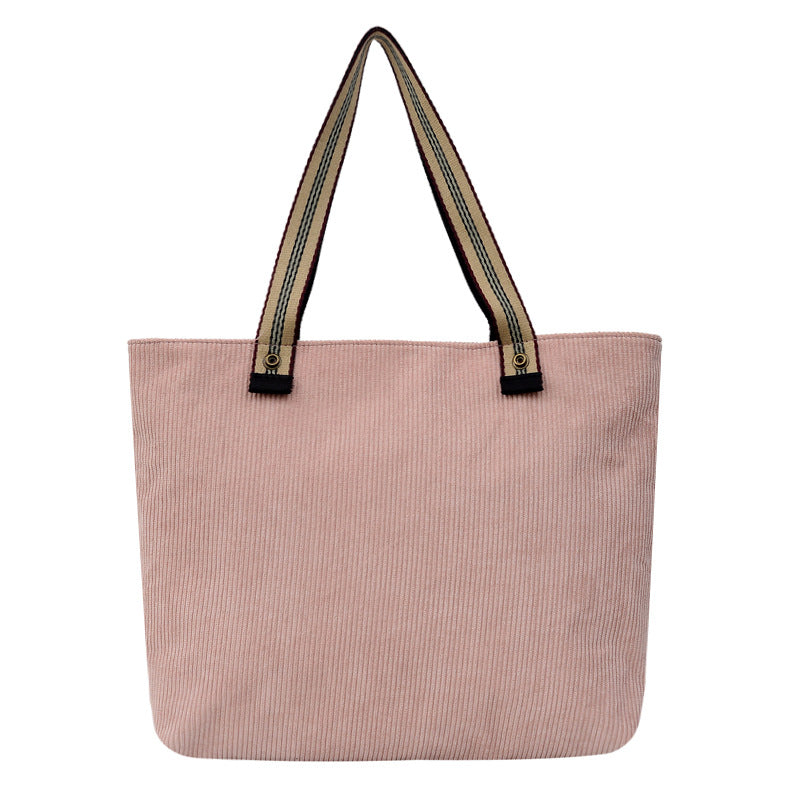 Women's Vintage Corduroy Shoulder Bag – Literary Style Casual Tote Purse