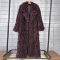 Women's Elongated Faux Fur Coat with Tailored Lapel