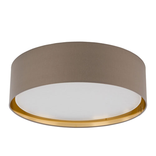 BILBAO Gold Fabric Flush Mount Ceiling Light for Bedroom, Hallway & Living Room