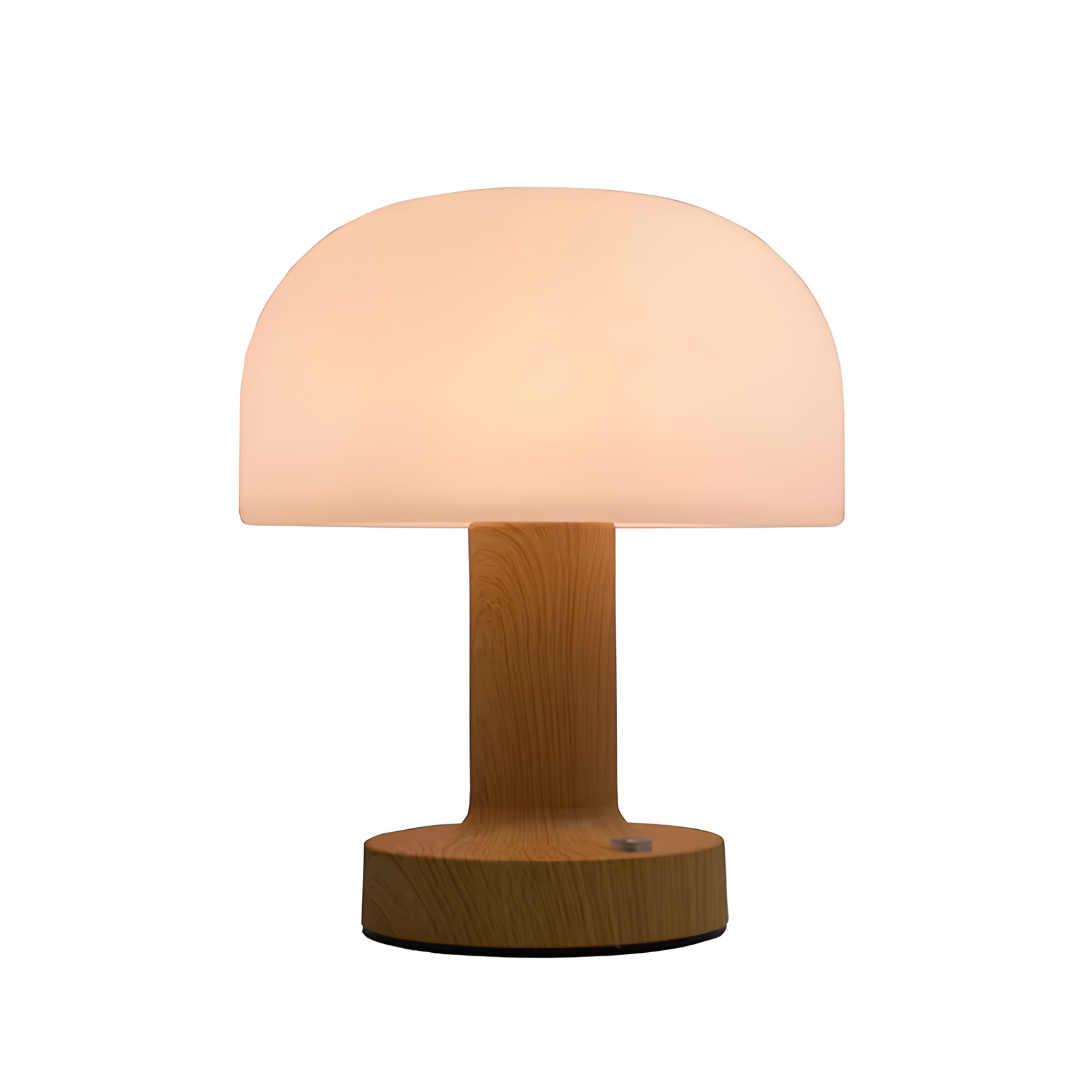 Modern Led Touch Lamp Wood Color Mushroom