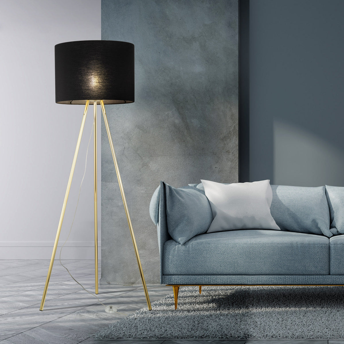 Umberto Black & Gold Floor Lamp — Clearance