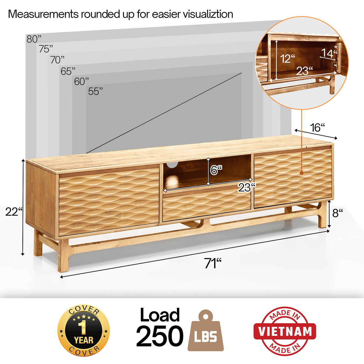 Elara Solid Wood Media Console