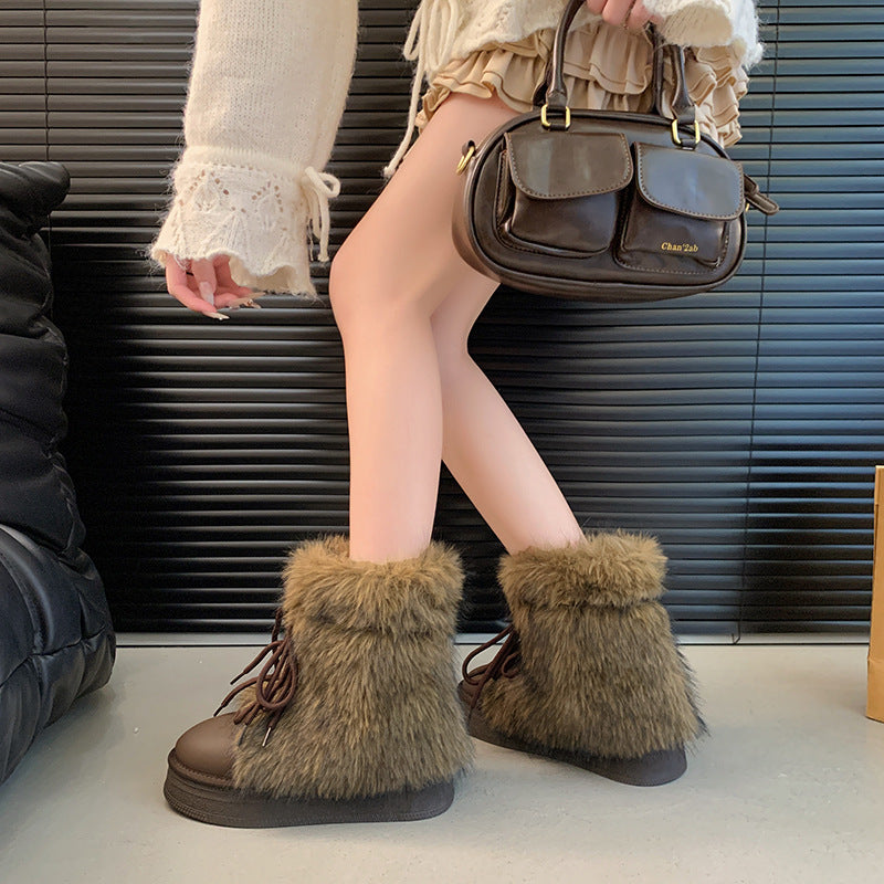 Women’s Fleece-Lined Snow Boots – Warm Height-Increasing Winter Boots with Thick Sole