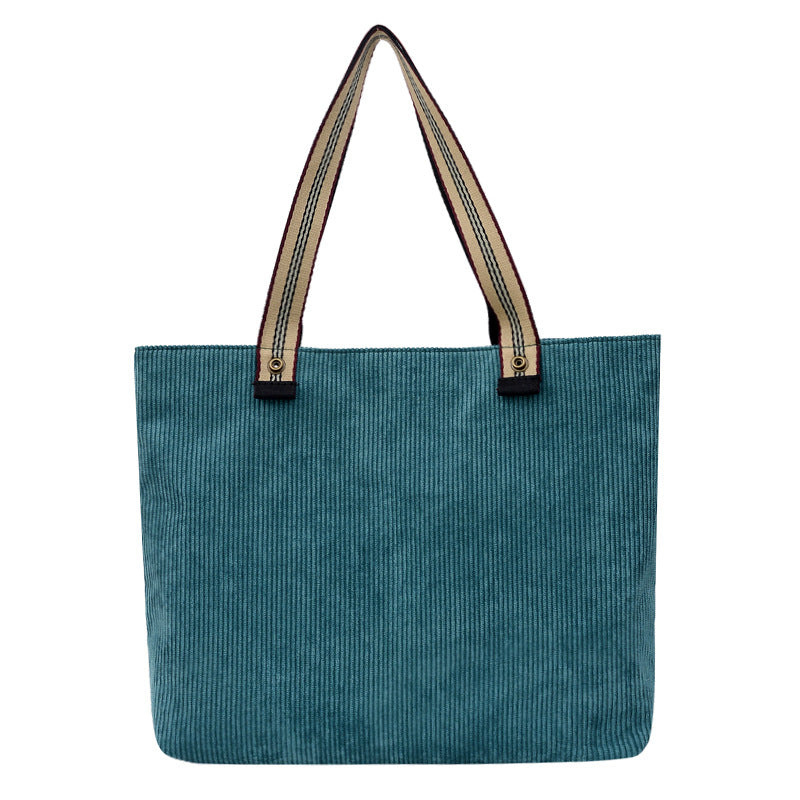Women's Vintage Corduroy Shoulder Bag – Literary Style Casual Tote Purse