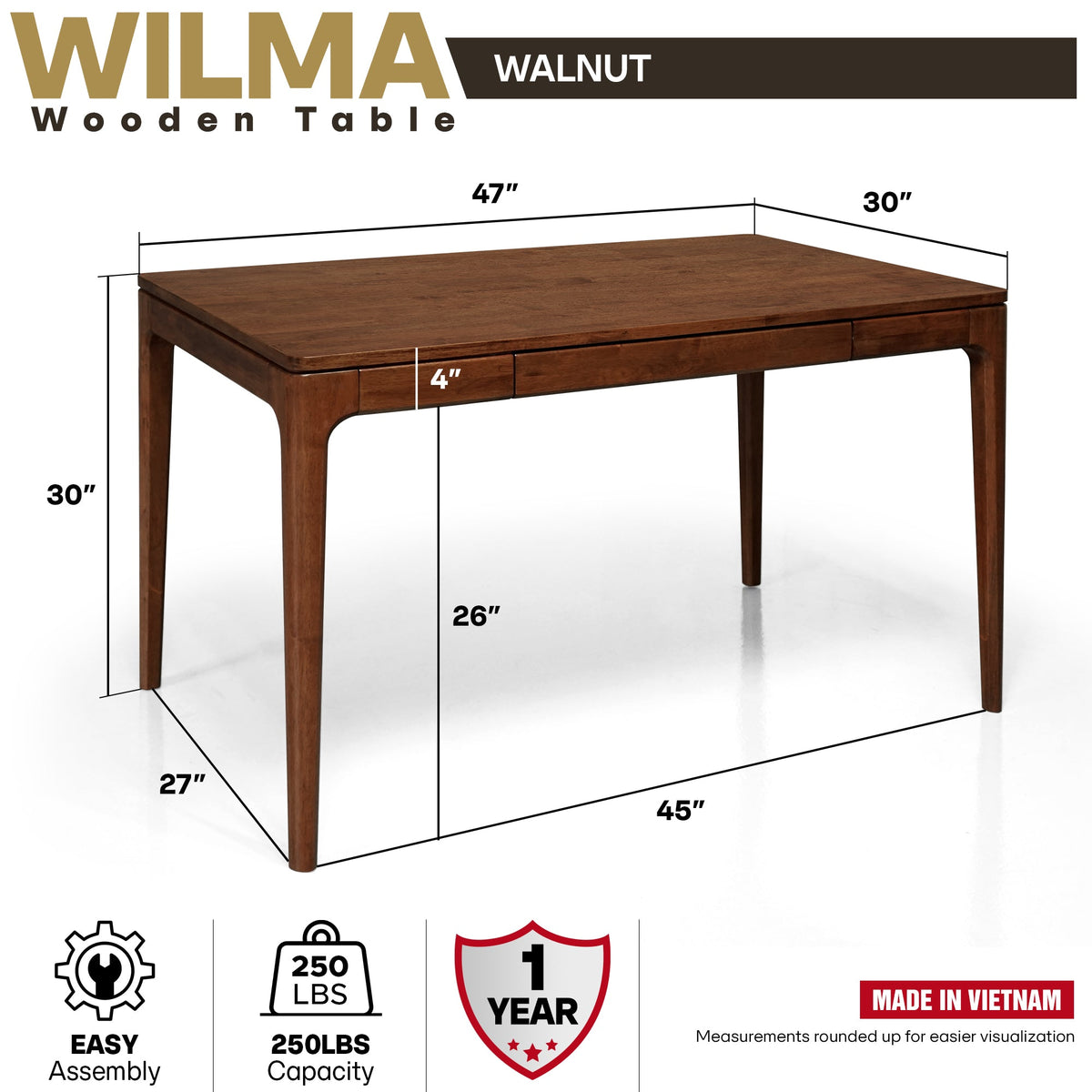 Wilma 48" Rubberwood Desk