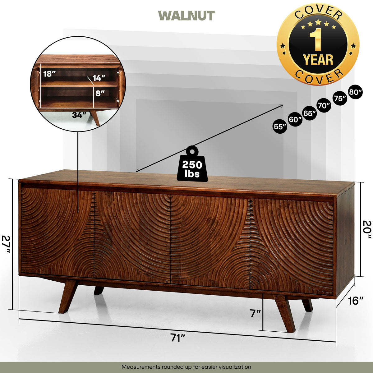 Harmony Solid Wood Media Console