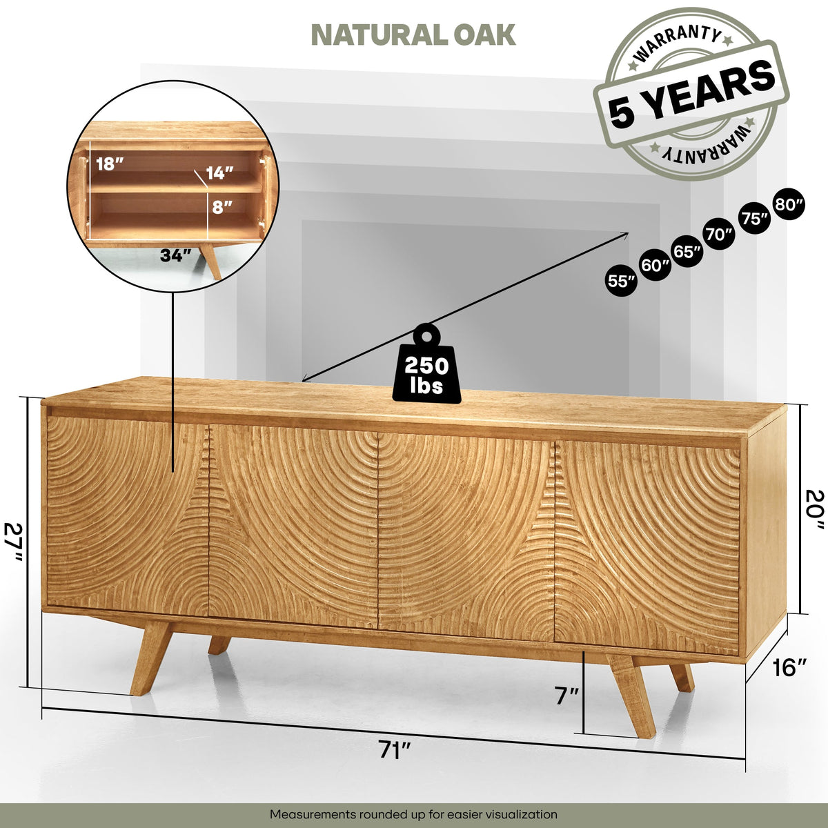 Harmony Solid Wood Media Console