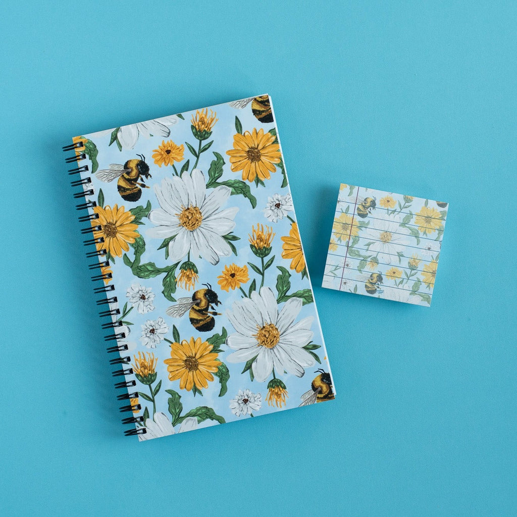 Blue Honeybee Floral Notebook