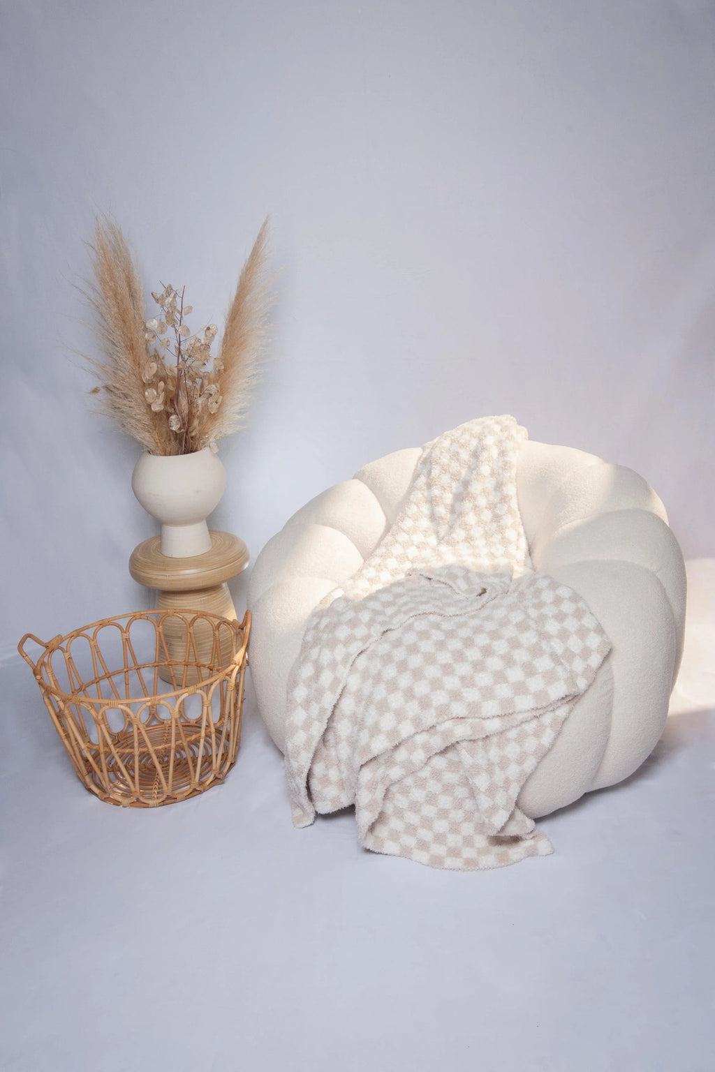 Blushing Beige Check Throw
