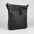 MET Cow Leather Crossbody Bag with Woven Front