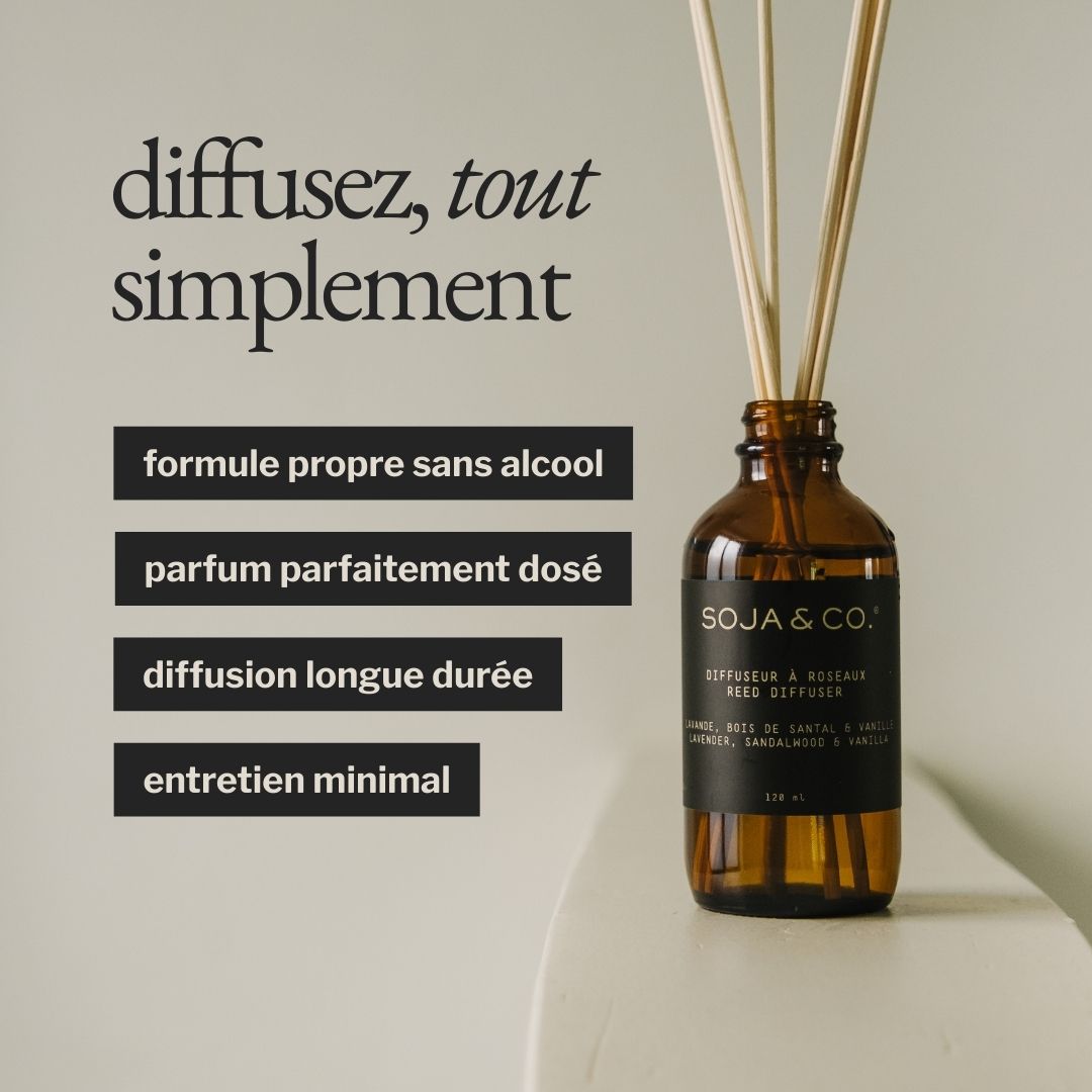Diffuseur à roseaux | Lavande, Bois de santal & Vanille