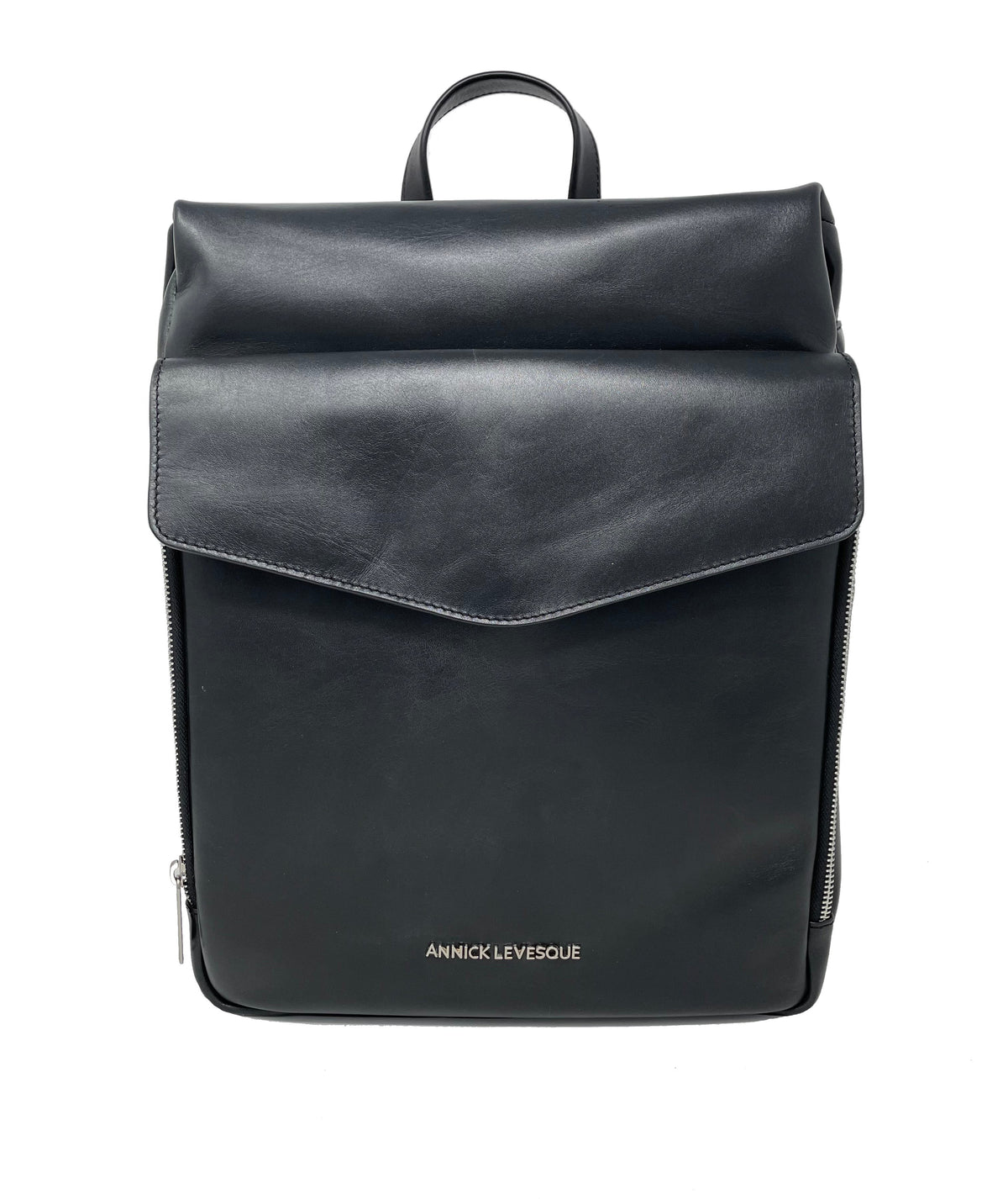 Grand Sac à dos en Cuir véritable Noir | Léanne