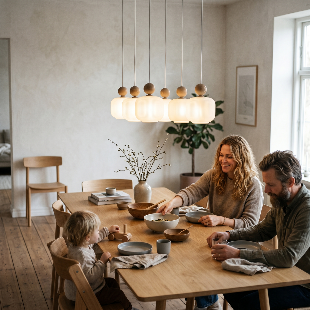 Ballo 6-Light Ribbed Glass Pendant